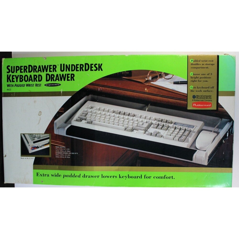 New Rubbermaid Under Desk Keyboard Drawer #625 MicroComputer Accessories 1992